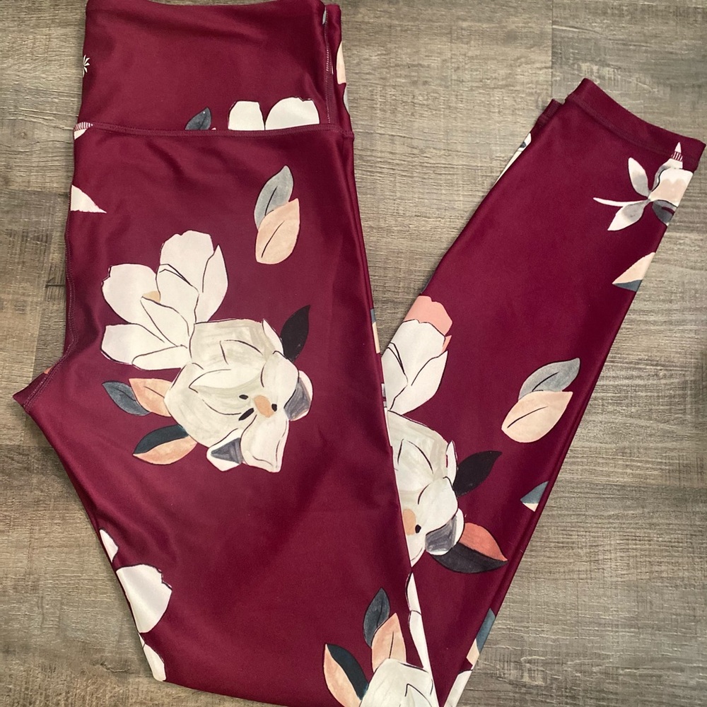 Athleta magnolia floral leggings medium MT